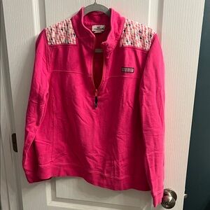 XL girls Vineyard Vines Bright Pink Half-Zip Pullover